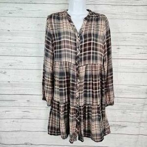 Knox Rose Maroon and Beige Plaid Top